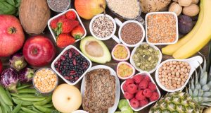 Selection of foods rich in fiber