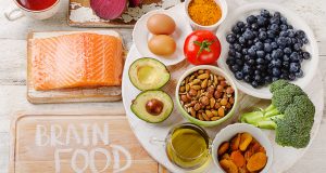 Plate full of brain-healthy foods