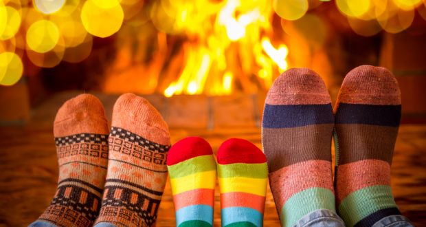 cold feet in front of fire