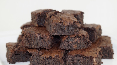 stack of gourmet dark chocolate brownies