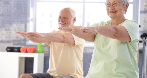 mature couple in the gym