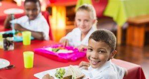 Children eating together at school