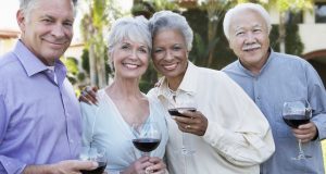 Friends drinking wine together