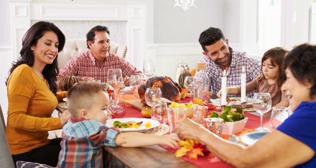 Thanksgiving family meal at the table